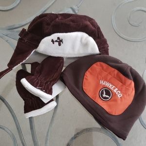 Infants Corduroy & Cotton Hats with Gloves Set